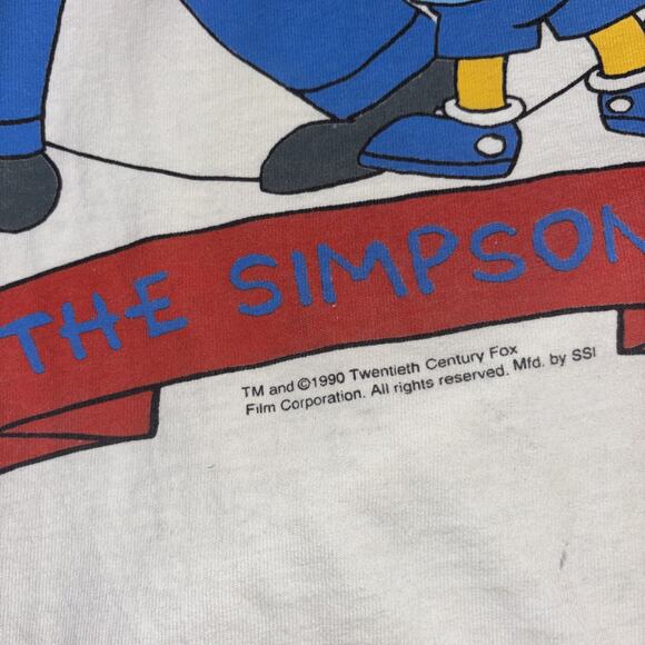 Vintage 1990 The Simpsons Homer Bart T-shirt Men’s Large Single Stitch White - Picture 3 of 8